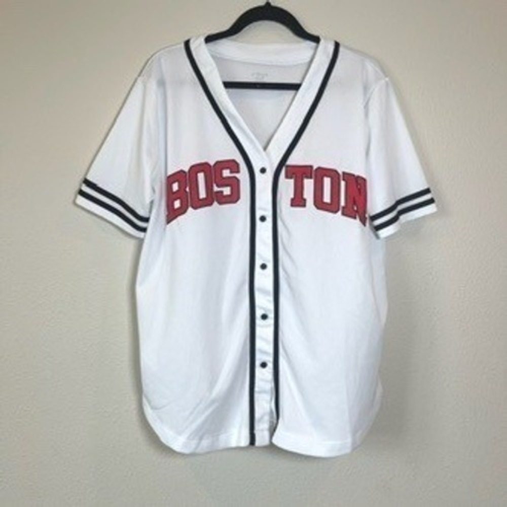Refuge Athletics Boston Baseball Jersey White Red Number 87 Mens XL/TG